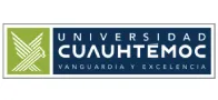 logo universidad cuauhtemoc, nombre de marca de color blanco sobre fondo azul