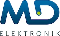 Logo MD Elektronic, nombre en color azul